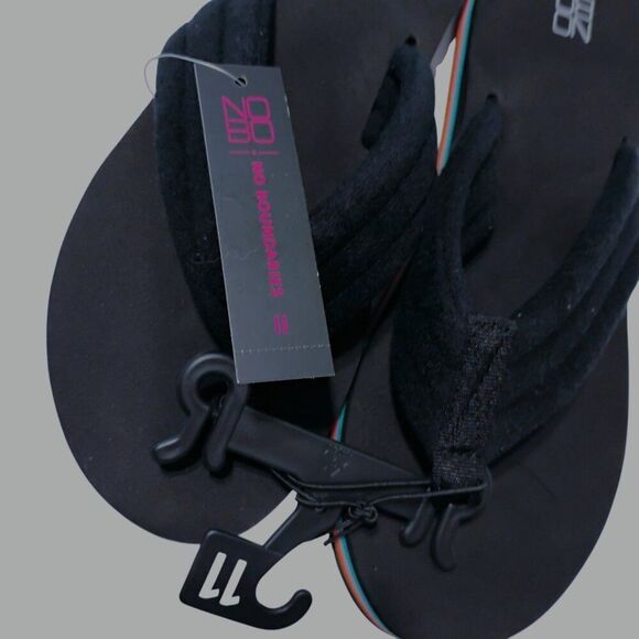 Sandals Platform Thong Toe Terry Cloth Foam Stripe Flip Flop Comfy Coral Teal 11 - Picture 5 of 8